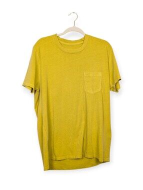 Les Tien Men's Pocket Tee L Electric Dijon Short Sleeve Cotton T-Shirt